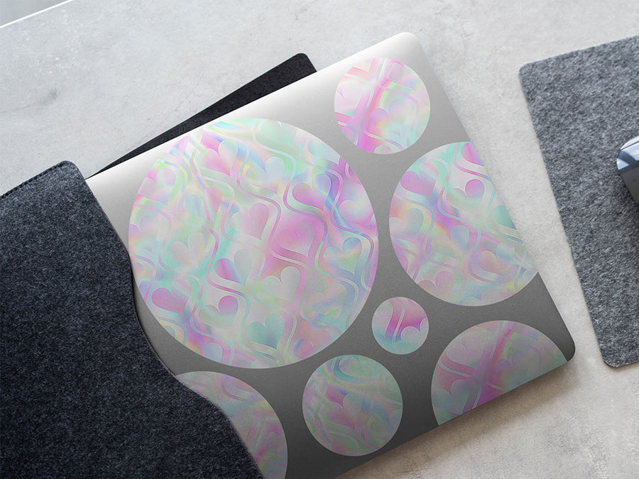 psychedelic waves heart DIY Laptop Stickers