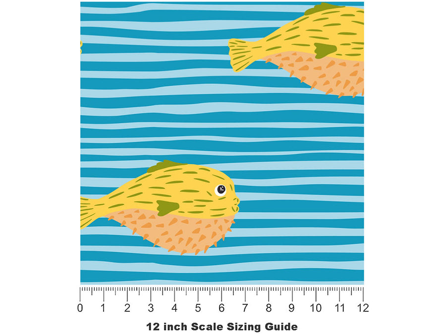 Pufferfish Journey Marine Life Vinyl Film Pattern Size 12 inch Scale~Rwraps Pufferfish Journey Marine Life Sizing Chart~2