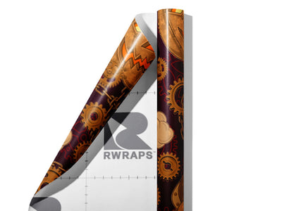 Pumpkin Breath Steampunk Wrap Film Sheets~Rwraps Series 914 Pumpkin Breath Steampunk Scrolled Sheet~3