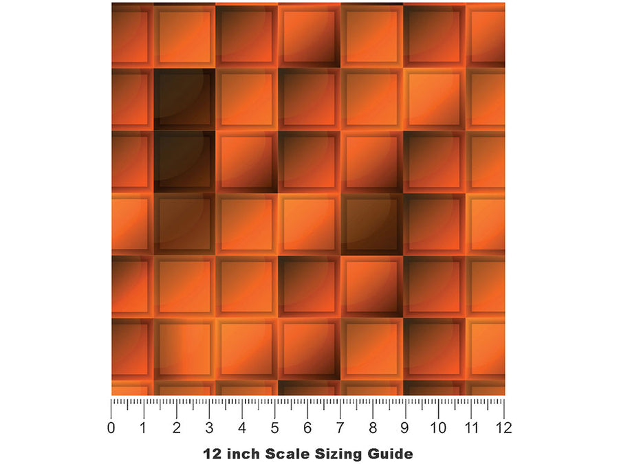 Pumpkin Cubes Mosaic Vinyl Film Pattern Size 12 inch Scale~Rwraps Pumpkin Cubes Mosaic Sizing Chart~2