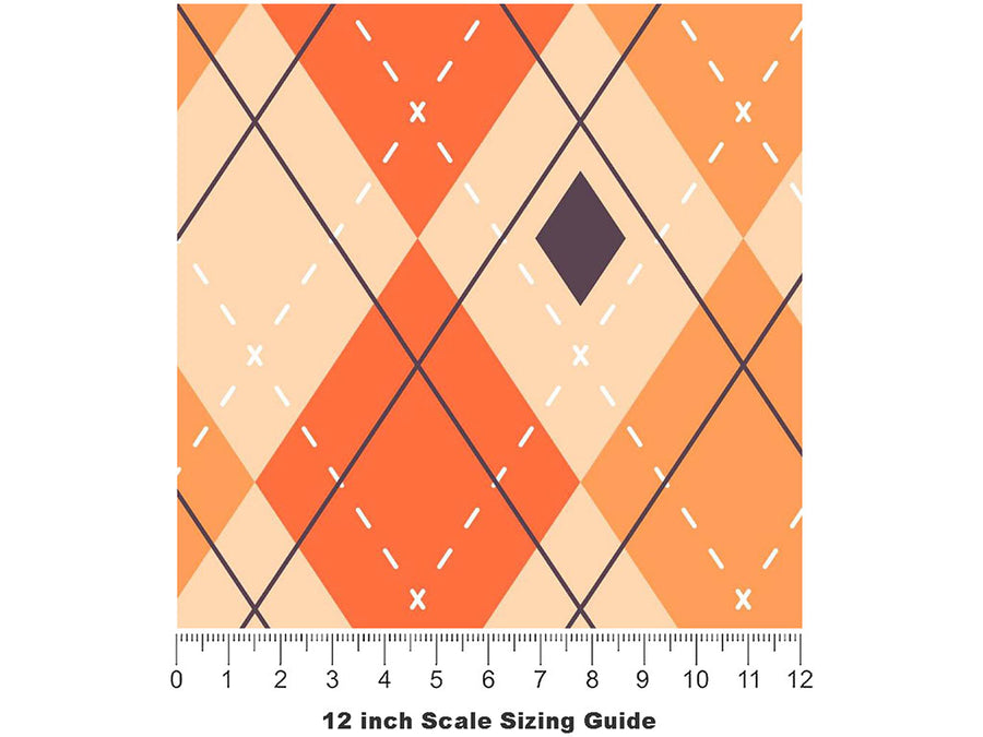 Pumpkin Harvest Argyle Vinyl Film Pattern Size 12 inch Scale~Rwraps Pumpkin Harvest Argyle Sizing Chart~2