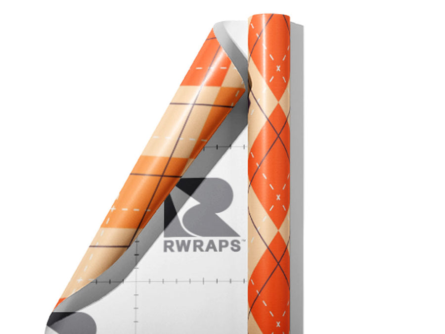 Pumpkin Harvest Argyle Wrap Film Sheets~Rwraps Series 914 Pumpkin Harvest Argyle Scrolled Sheet~3