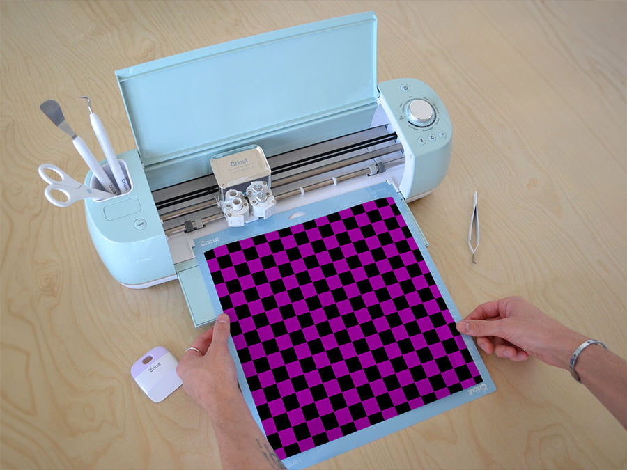 purple checkered Cricut Compatible Vinyl