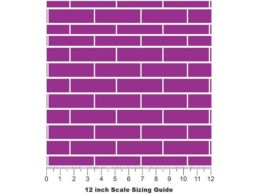 Purple  Brick Vinyl Film Pattern Size 12 inch Scale~Rwraps Purple  Brick Sizing Chart~3