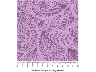 Purple Haze Paisley Vinyl Film Pattern Size 12 inch Scale~Rwraps Purple Haze Paisley Sizing Chart~2