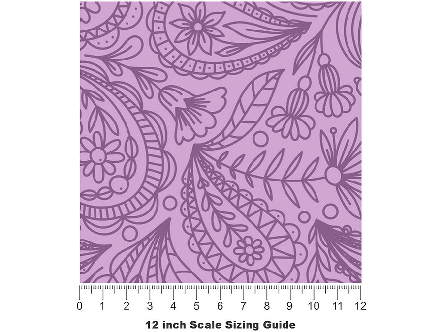 Purple Haze Paisley Vinyl Film Pattern Size 12 inch Scale~Rwraps Purple Haze Paisley Sizing Chart~2
