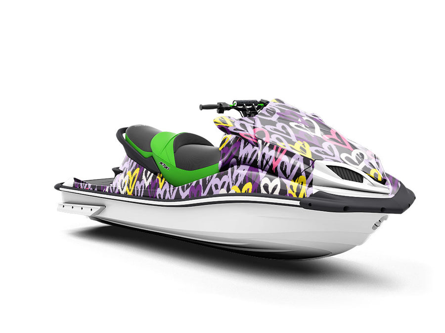 Purple Hearts Graffiti Jet Ski Vinyl Customized Wrap