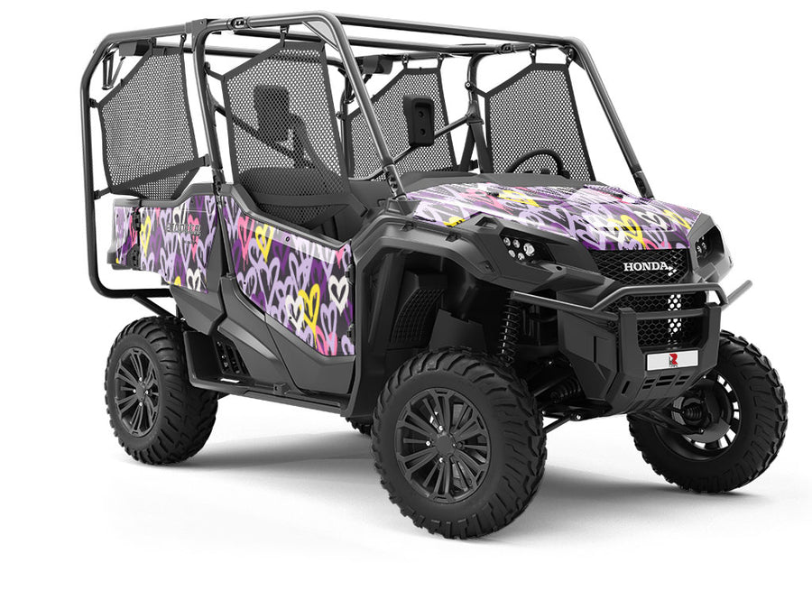 Purple Hearts Graffiti Utility Vehicle Vinyl Wrap
