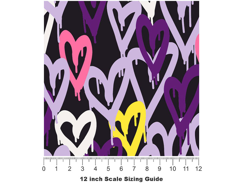 Purple Hearts Graffiti Vinyl Film Pattern Size 12 inch Scale~Rwraps Purple Hearts Graffiti Sizing Chart~3