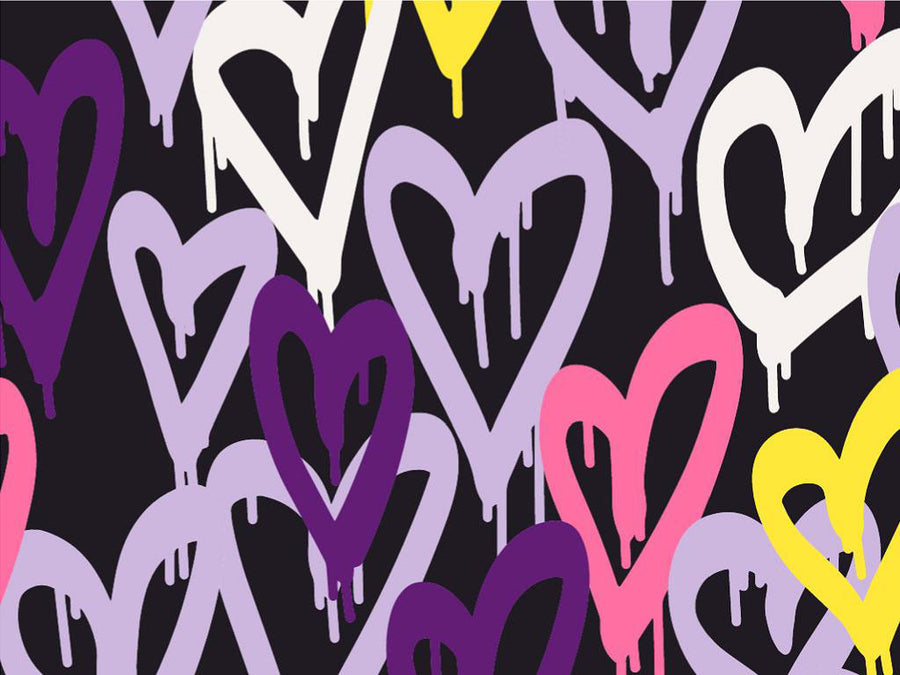 Purple Hearts Graffiti Vinyl Wrap Pattern~Rwraps Series 914 Digitally Printed Vinyl Wrap~0