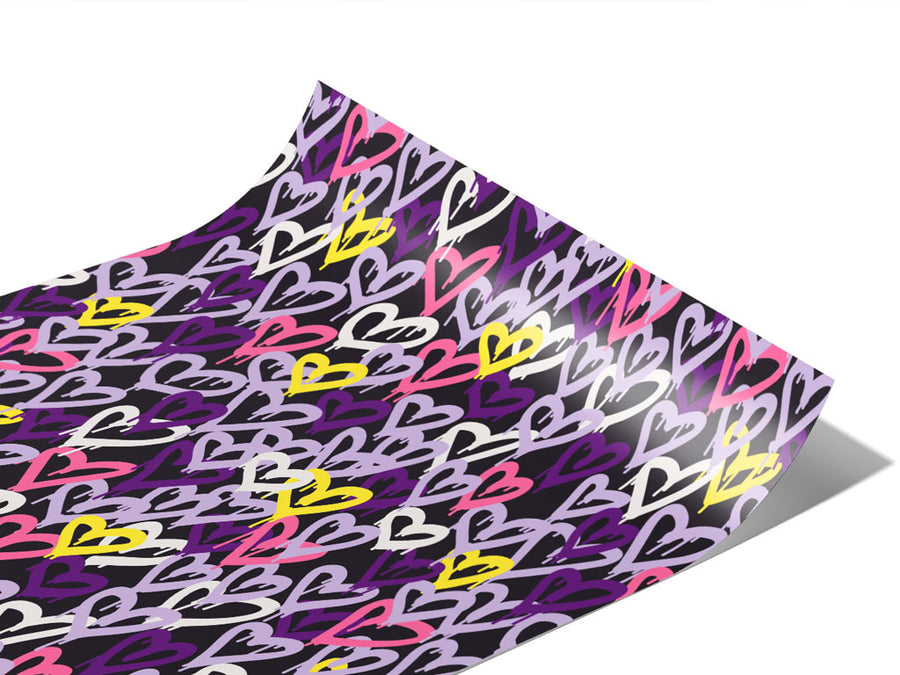 Purple Hearts Graffiti Vinyl Wraps~Rwraps Series 914 Digitally Printed Vinyl Wrap~1