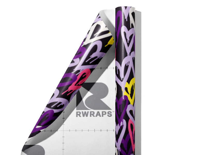 Purple Hearts Graffiti Wrap Film Sheets~Rwraps Series 914 Purple Hearts Graffiti Scrolled Sheet~4