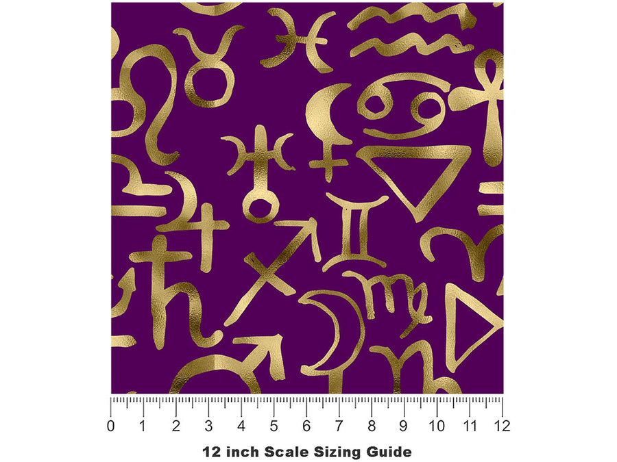 Purple Horoscopes Astrology Vinyl Film Pattern Size 12 inch Scale~Rwraps Purple Horoscopes Astrology Sizing Chart~2