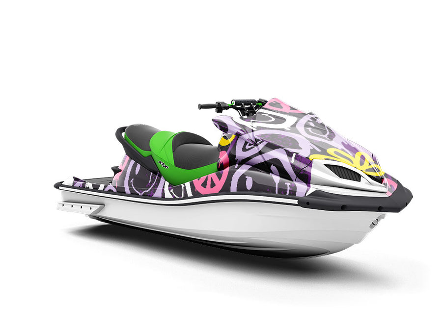 Purple Peace Graffiti Jet Ski Vinyl Customized Wrap