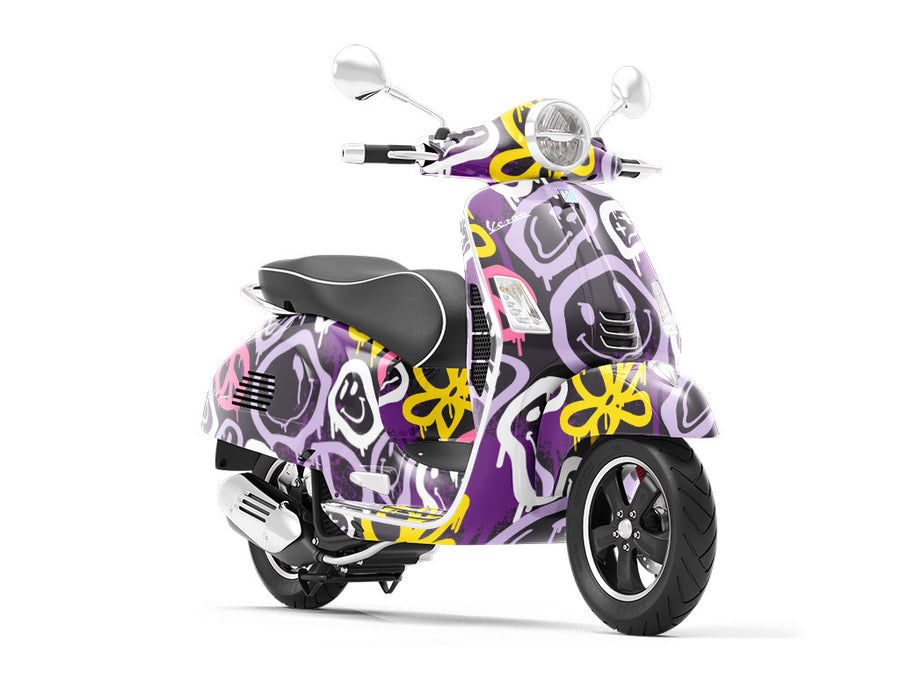 Purple Peace Graffiti Vespa Scooter Wrap Film