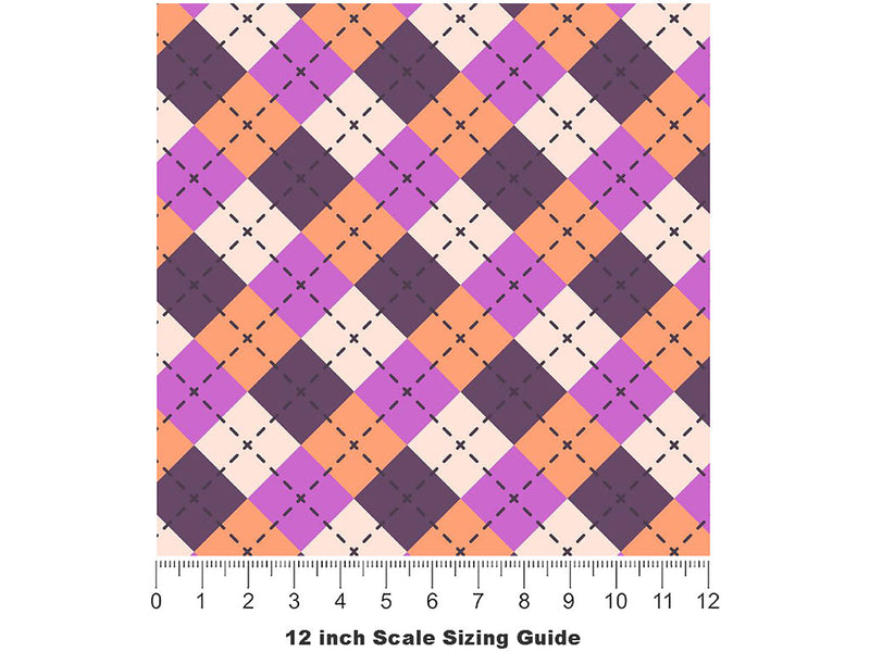 Purple Penchant Argyle Vinyl Film Pattern Size 12 inch Scale~Rwraps Purple Penchant Argyle Sizing Chart~2