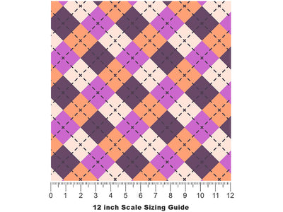 Purple Penchant Argyle Vinyl Film Pattern Size 12 inch Scale~Rwraps Purple Penchant Argyle Sizing Chart~2
