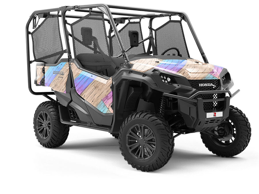 Purple Streaks Wooden Parquet Utility Vehicle Vinyl Wrap