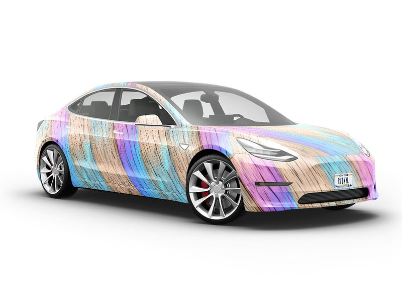 Purple Streaks Wooden Parquet Vehicle Vinyl Wrap