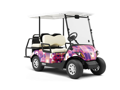 Purple Wine Mosaic Wrapped Golf Cart