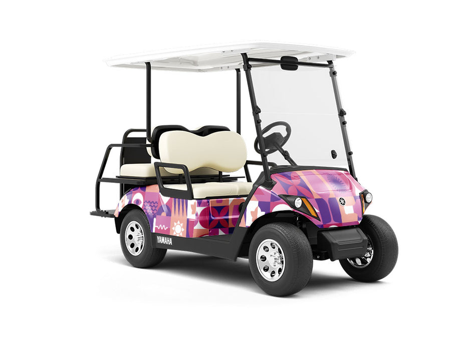 Purple Wine Mosaic Wrapped Golf Cart
