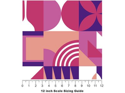 Purple Wine Mosaic Vinyl Film Pattern Size 12 inch Scale~Rwraps Purple Wine Mosaic Sizing Chart~2