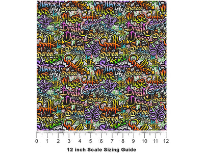 Quick Throwies Graffiti Vinyl Film Pattern Size 12 inch Scale~Rwraps Quick Throwies Graffiti Sizing Chart~2
