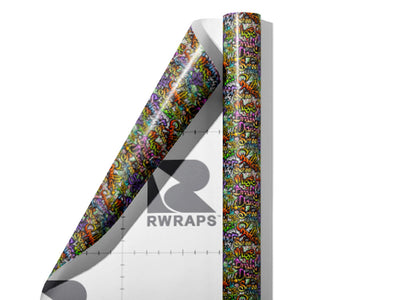 Quick Throwies Graffiti Wrap Film Sheets~Rwraps Series 914 Quick Throwies Graffiti Scrolled Sheet~3