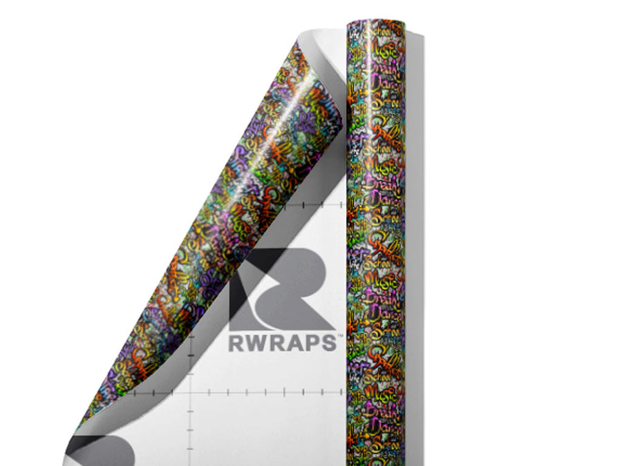 Quick Throwies Graffiti Wrap Film Sheets~Rwraps Series 914 Quick Throwies Graffiti Scrolled Sheet~3