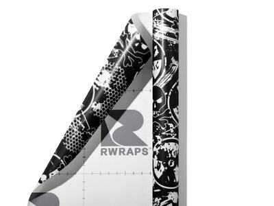 Radioactive Monochrome Graffiti Wrap Film Sheets~Rwraps Series 914 Radioactive Monochrome Graffiti Scrolled Sheet~4