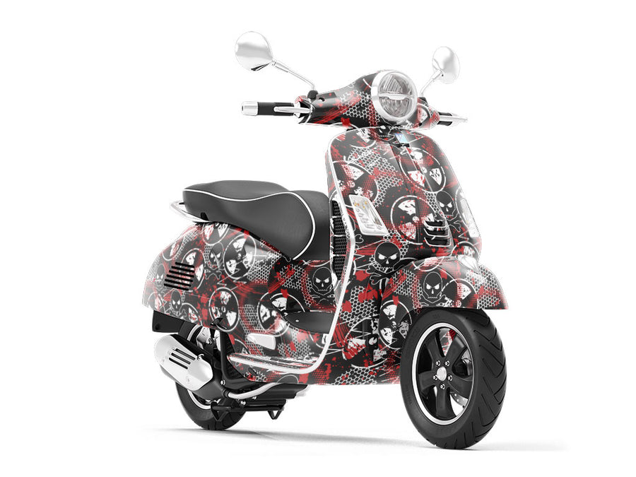 Radioactive Red Graffiti Vespa Scooter Wrap Film