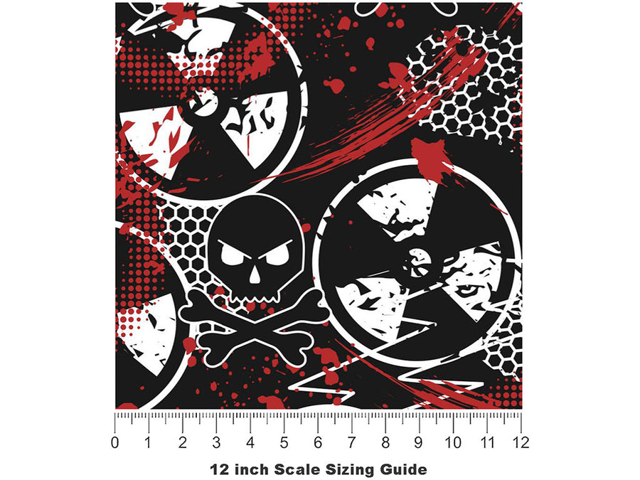 Radioactive Red Graffiti Vinyl Film Pattern Size 12 inch Scale~Rwraps Radioactive Red Graffiti Sizing Chart~3