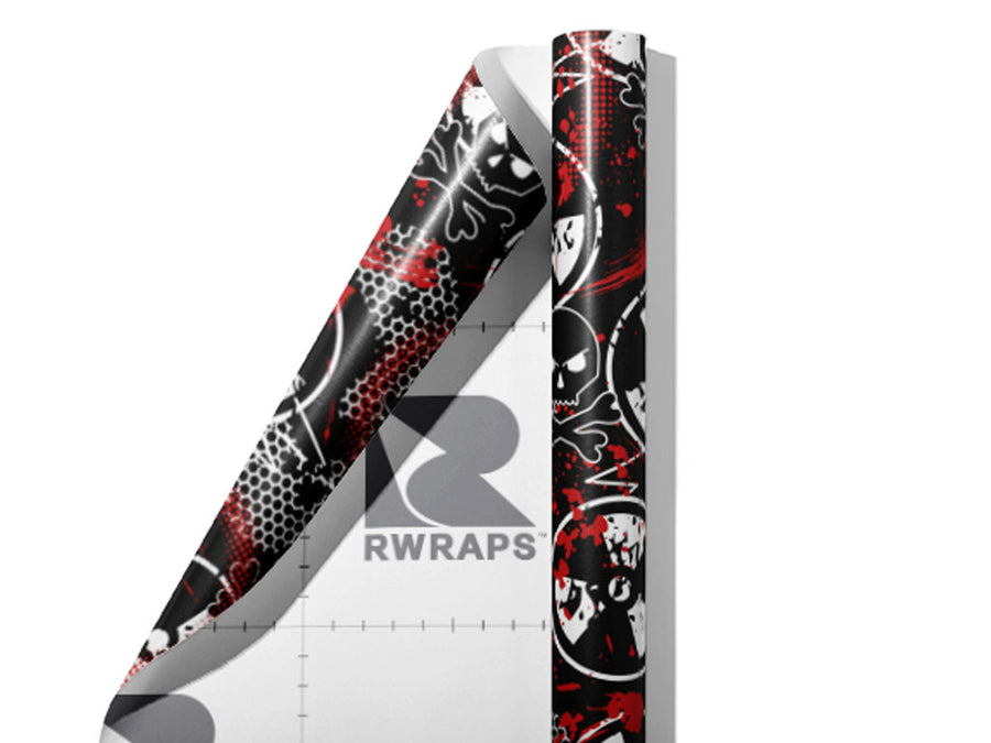 Radioactive Red Graffiti Wrap Film Sheets~Rwraps Series 914 Radioactive Red Graffiti Scrolled Sheet~4