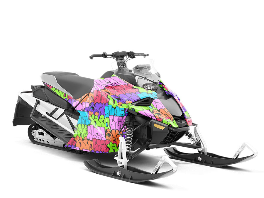 Rainbow Bubbled Graffiti Custom Wrapped Snowmobile