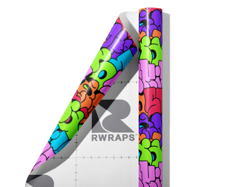 Rainbow Bubbled Graffiti Wrap Film Sheets~Rwraps Series 914 Rainbow Bubbled Graffiti Scrolled Sheet~4