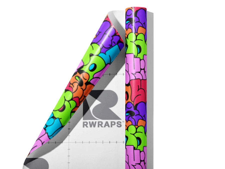 Rainbow Bubbled Graffiti Wrap Film Sheets~Rwraps Series 914 Rainbow Bubbled Graffiti Scrolled Sheet~4
