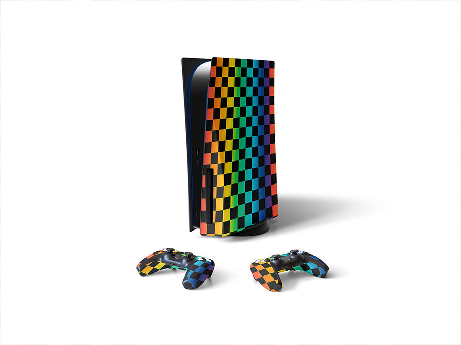 rainbow checkered Sony PS5 DIY Skin