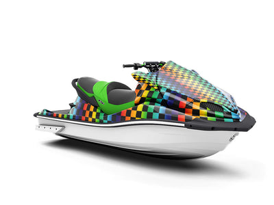Rainbow Checkered Jet Ski Vinyl Customized Wrap