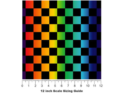 Rainbow Name3 Checkered Vinyl Film Pattern Size 12 inch Scale~Rwraps Rainbow Name3 Checkered Sizing Chart~3