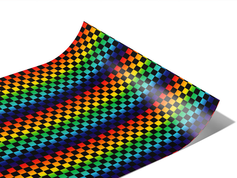 Rainbow Checkered Vinyl Wraps~Rwraps Series 914 Digitally Printed Vinyl Wrap~1