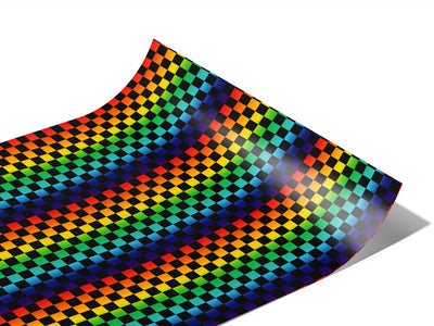 Rainbow Checkered Vinyl Wraps~Rwraps Series 914 Digitally Printed Vinyl Wrap~1