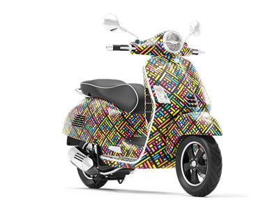 Rainbow Explosion Tile Vespa Scooter Wrap Film