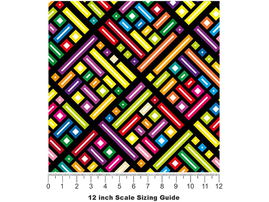 Rainbow Explosion Tile Vinyl Film Pattern Size 12 inch Scale~Rwraps Rainbow Explosion Tile Sizing Chart~3