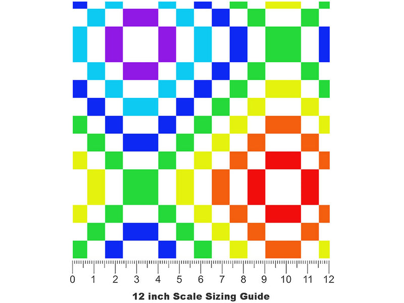 Rainbow Floors Mosaic Vinyl Film Pattern Size 12 inch Scale~Rwraps Rainbow Floors Mosaic Sizing Chart~2