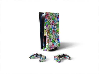 rainbow fragments stained glass Sony PS5 DIY Skin