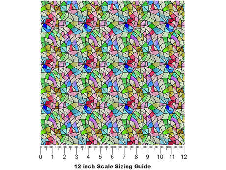 Rainbow Fragments Stained Glass Vinyl Film Pattern Size 12 inch Scale~Rwraps Rainbow Fragments Stained Glass Sizing Chart~2