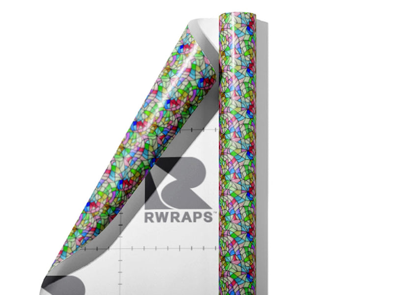 Rainbow Fragments Stained Glass Wrap Film Sheets~Rwraps Series 914 Rainbow Fragments Stained Glass Scrolled Sheet~3