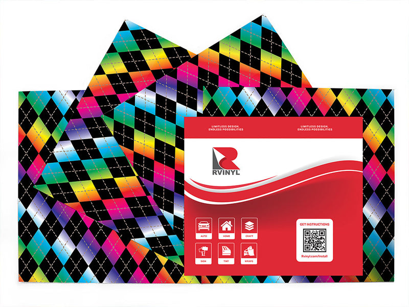rainbow gradient argyle Craft Vinyl Sheet Pack