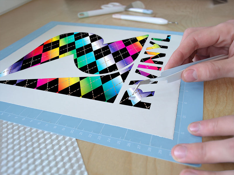 rainbow gradient argyle Easy Weed Craft Vinyl