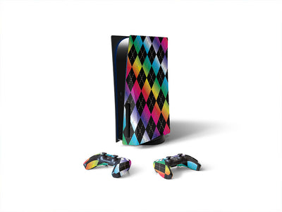 rainbow gradient argyle Sony PS5 DIY Skin